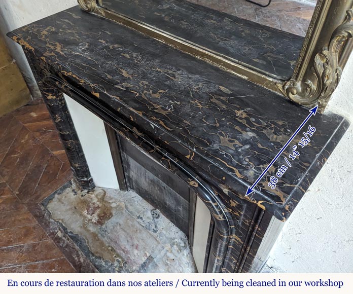 Cheminée de style Louis XIV en marbre Portor Cheminée de style Louis XIV en marbre Portor-8