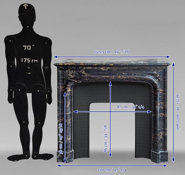 Cheminée de style Louis XIV en marbre Portor Cheminée de style Louis XIV en marbre Portor-9