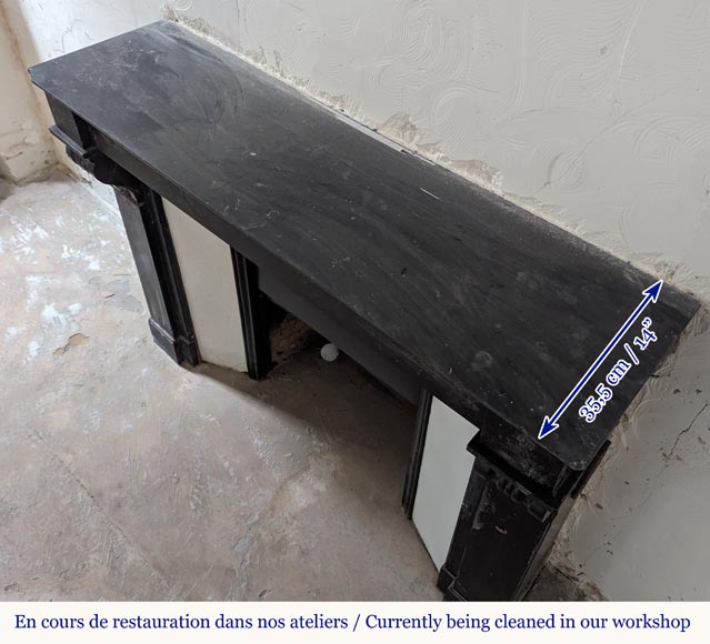 Cheminée de style Napoléon III à modillons en marbre noir Cheminée de style Napoléon III à modillons en marbre noir-8