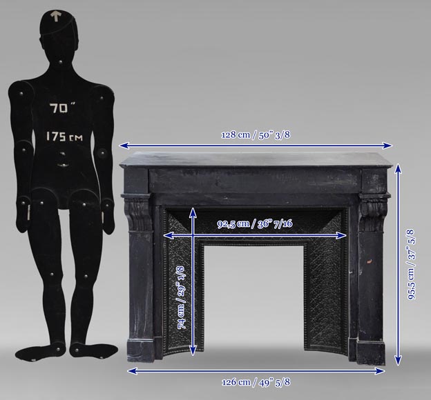 Cheminée de style Napoléon III à modillons en marbre noir Cheminée de style Napoléon III à modillons en marbre noir-9