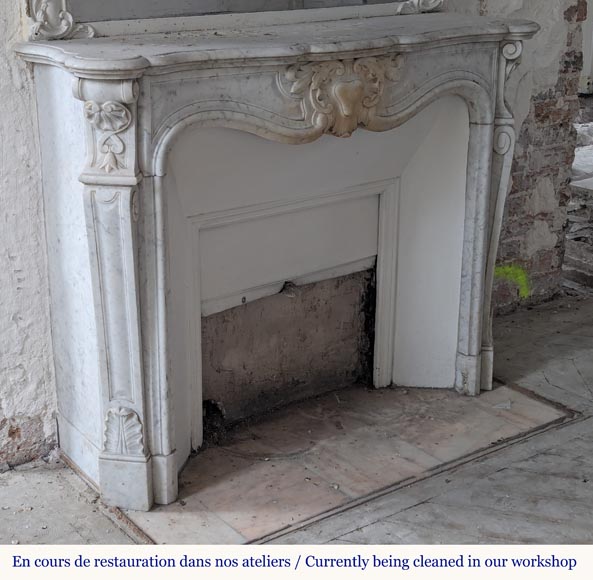 Cheminée de style Louis XV en marbre de Carrare Cheminée de style Louis XV en marbre de Carrare-2