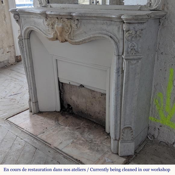 Cheminée de style Louis XV en marbre de Carrare Cheminée de style Louis XV en marbre de Carrare-5