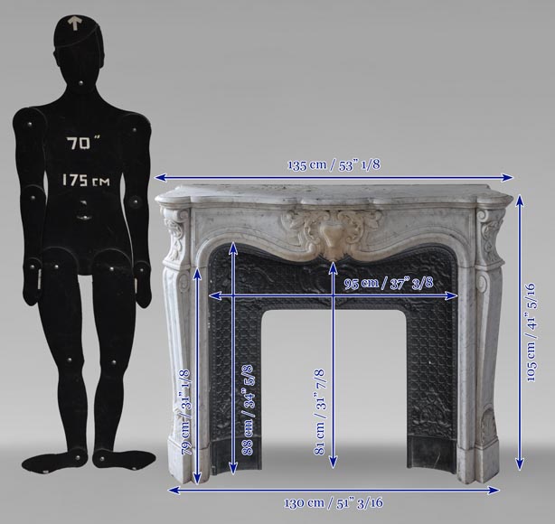 Cheminée de style Louis XV en marbre de Carrare Cheminée de style Louis XV en marbre de Carrare-9