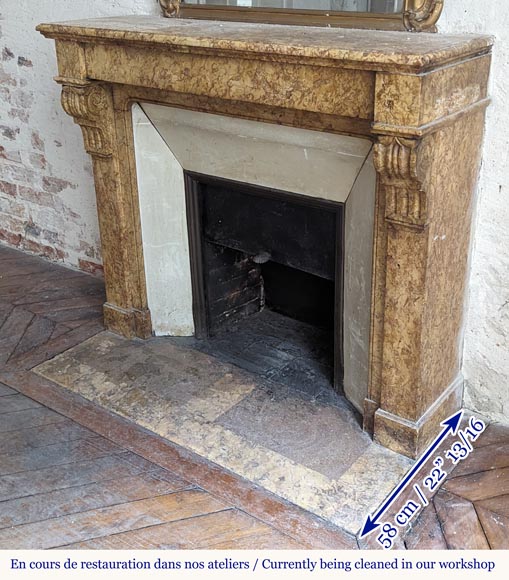 Cheminée de style Napoléon III à modillon en marbre Brocatelle Cheminée de style Napoléon III à modillon en marbre Brocatelle-5