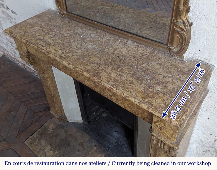 Cheminée de style Napoléon III à modillon en marbre Brocatelle Cheminée de style Napoléon III à modillon en marbre Brocatelle-9