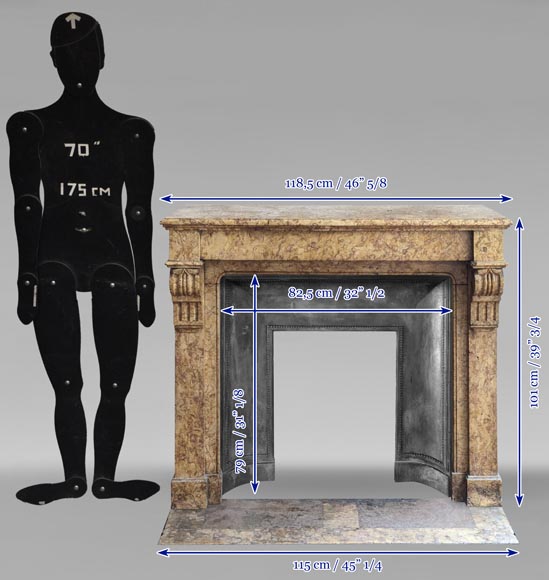 Cheminée de style Napoléon III à modillon en marbre Brocatelle Cheminée de style Napoléon III à modillon en marbre Brocatelle-10