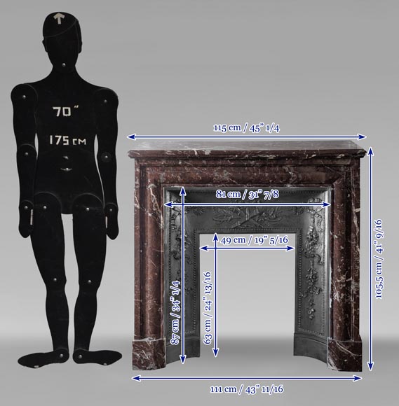 Cheminée de style Louis XIV en marbre Rouge du Nord Cheminée de style Louis XIV en marbre Rouge du Nord-9