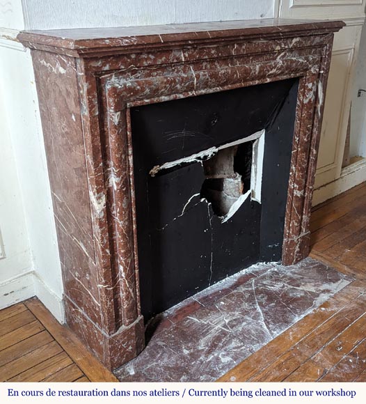 Cheminée de style Louis XIV en marbre Rouge du Nord Cheminée de style Louis XIV en marbre Rouge du Nord-2