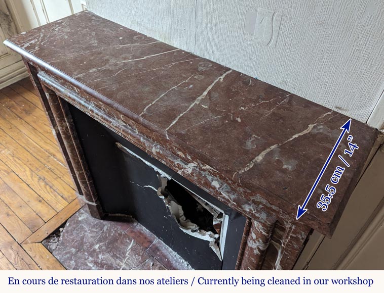 Cheminée de style Louis XIV en marbre Rouge du Nord Cheminée de style Louis XIV en marbre Rouge du Nord-8