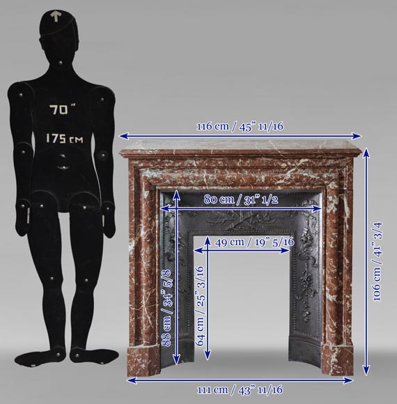 Cheminée de style Louis XIV en marbre Rouge du Nord Cheminée de style Louis XIV en marbre Rouge du Nord-9