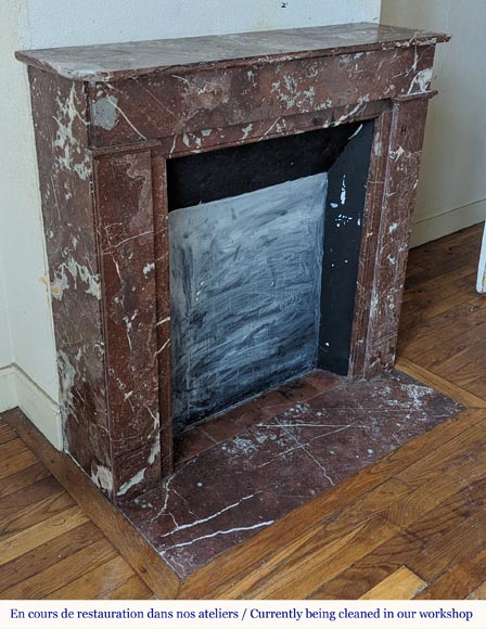 Cheminée de style Louis XVI en marbre Rouge du Nord Cheminée de style Louis XVI en marbre Rouge du Nord-2