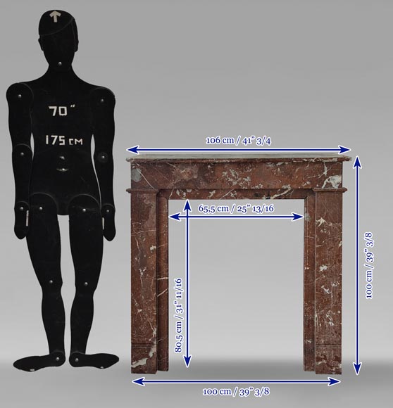 Cheminée de style Louis XVI en marbre Rouge du Nord Cheminée de style Louis XVI en marbre Rouge du Nord-10