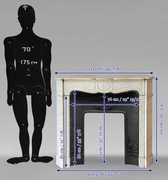 Cheminée de style Louis XV modèle Pompadour en marbre de Carrare Cheminée de style Louis XV modèle Pompadour en marbre de Carrare-9