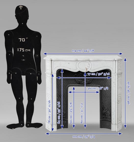 Cheminée de style Louis XV modèle Pompadour en marbre de Carrare Cheminée de style Louis XV modèle Pompadour en marbre de Carrare-9