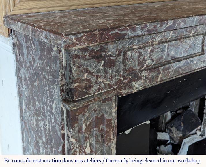 Cheminée de style Louis XVI en marbre Rouge royal Cheminée de style Louis XVI en marbre Rouge royal-2