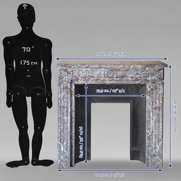 Cheminée de style Louis XVI en marbre Rouge royal Cheminée de style Louis XVI en marbre Rouge royal-10