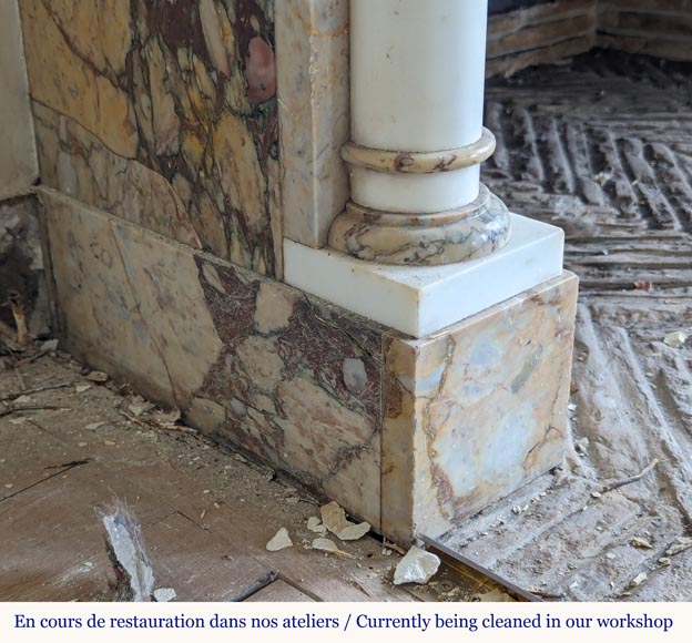 Cheminée de style Directoire bicolore en marbre décorée de papillons Cheminée de style Directoire bicolore en marbre décorée de papillons-5