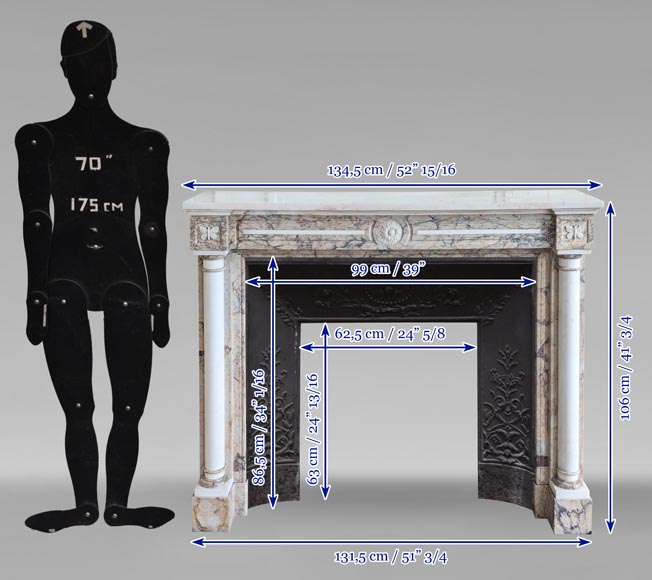 Cheminée de style Directoire bicolore en marbre décorée de papillons Cheminée de style Directoire bicolore en marbre décorée de papillons-10