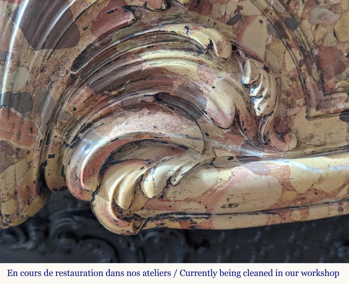 Cheminée de style Louis XV en brèche d'Alep Cheminée de style Louis XV en brèche d'Alep-3