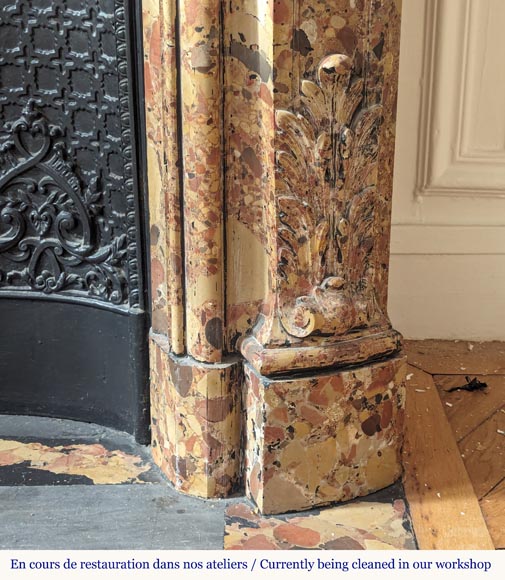 Cheminée de style Louis XV en brèche d'Alep Cheminée de style Louis XV en brèche d'Alep-12