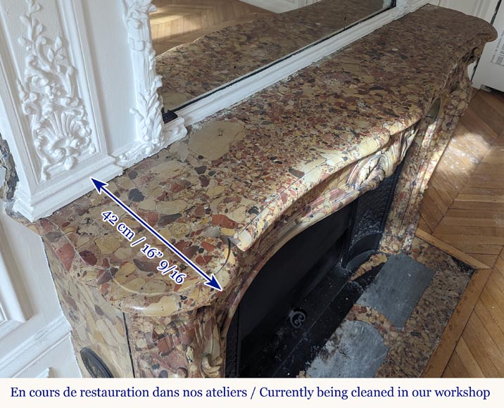 Cheminée de style Louis XV en brèche d'Alep Cheminée de style Louis XV en brèche d'Alep-14
