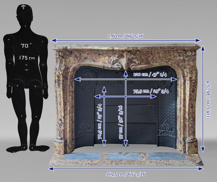Cheminée de style Louis XV en brèche d'Alep Cheminée de style Louis XV en brèche d'Alep-15