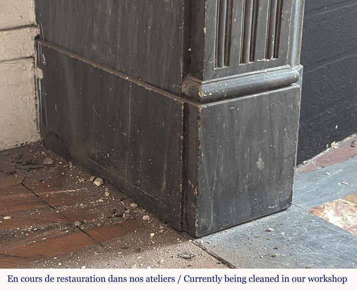 Cheminée de style Louis XVI en marbre Turquin à cannelures rudentées Cheminée de style Louis XVI en marbre Turquin à cannelures rudentées-4