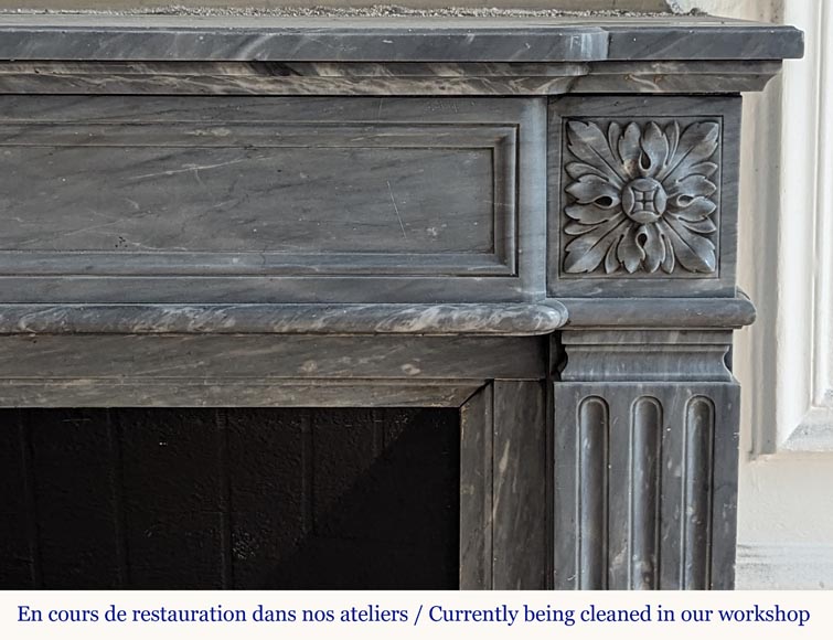 Cheminée de style Louis XVI en marbre Turquin à cannelures rudentées Cheminée de style Louis XVI en marbre Turquin à cannelures rudentées-6