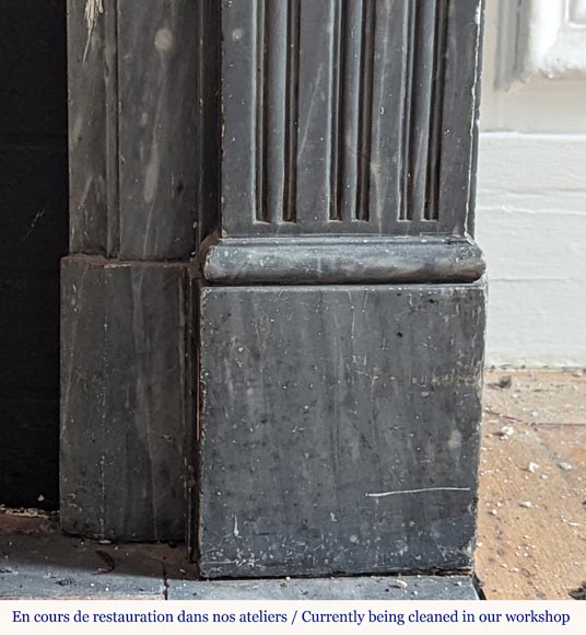 Cheminée de style Louis XVI en marbre Turquin à cannelures rudentées Cheminée de style Louis XVI en marbre Turquin à cannelures rudentées-7