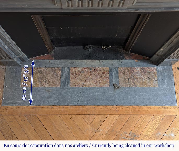 Cheminée de style Louis XVI en marbre Turquin à cannelures rudentées Cheminée de style Louis XVI en marbre Turquin à cannelures rudentées-8