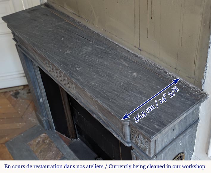 Cheminée de style Louis XVI en marbre Turquin à cannelures rudentées Cheminée de style Louis XVI en marbre Turquin à cannelures rudentées-9