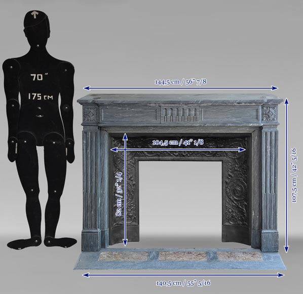 Cheminée de style Louis XVI en marbre Turquin à cannelures rudentées Cheminée de style Louis XVI en marbre Turquin à cannelures rudentées-10