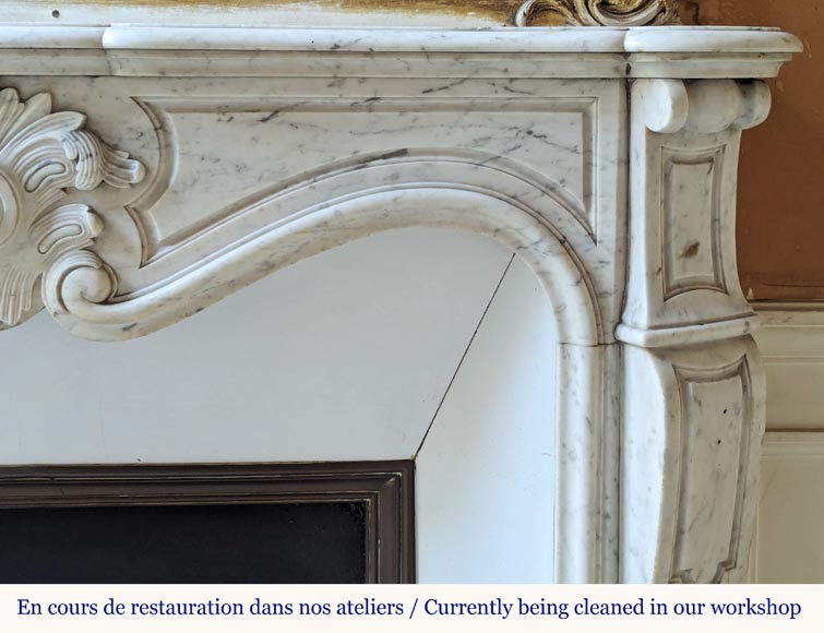 Cheminée de style Louis XV en marbre de Carrare Cheminée de style Louis XV en marbre de Carrare-6