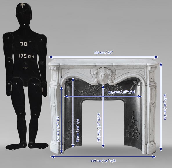 Cheminée de style Louis XV en marbre de Carrare Cheminée de style Louis XV en marbre de Carrare-9