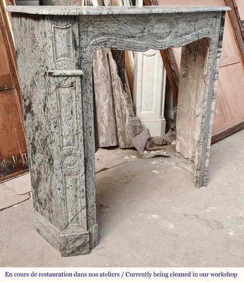 Cheminée de style Louis XV modèle Pompadour en marbre bleu Fleuri Cheminée de style Louis XV modèle Pompadour en marbre bleu Fleuri-2