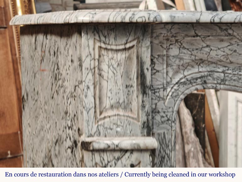 Cheminée de style Louis XV modèle Pompadour en marbre bleu Fleuri Cheminée de style Louis XV modèle Pompadour en marbre bleu Fleuri-3