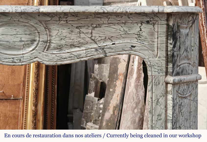 Cheminée de style Louis XV modèle Pompadour en marbre bleu Fleuri Cheminée de style Louis XV modèle Pompadour en marbre bleu Fleuri-6