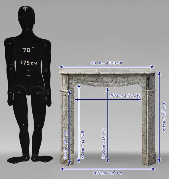 Cheminée de style Louis XV modèle Pompadour en marbre bleu Fleuri Cheminée de style Louis XV modèle Pompadour en marbre bleu Fleuri-9