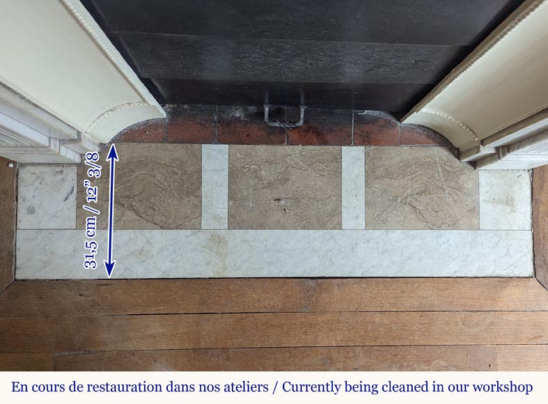 Cheminée de style Louis XVI en marbre de Carrare ornée d'une fleur de tournesol Cheminée de style Louis XVI en marbre de Carrare ornée d'une fleur de tournesol-8