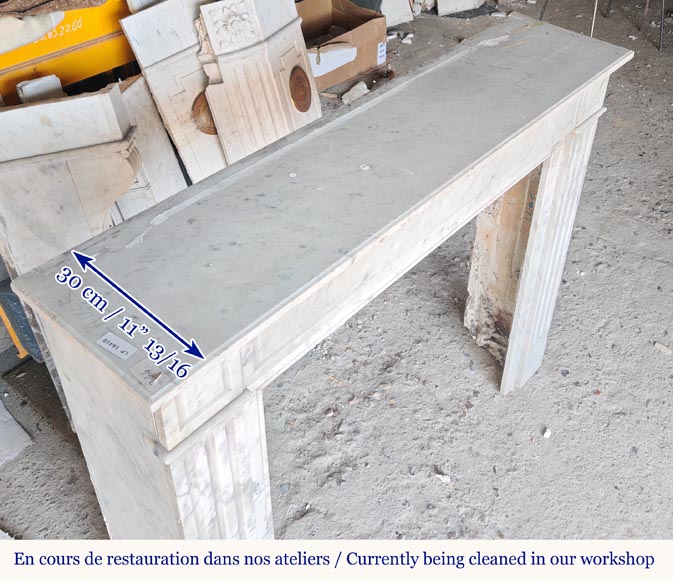 Cheminée de style Louis XVI moulurée en marbre de Carrare Cheminée de style Louis XVI moulurée en marbre de Carrare-8