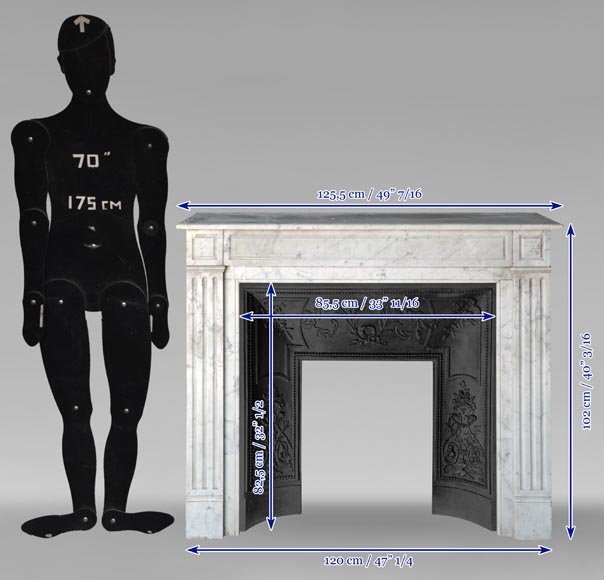 Cheminée de style Louis XVI moulurée en marbre de Carrare Cheminée de style Louis XVI moulurée en marbre de Carrare-9