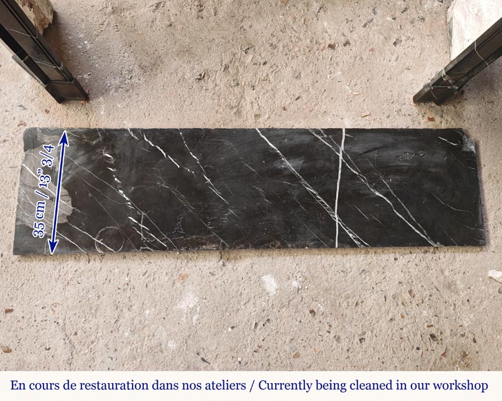 Cheminée de style Louis XV modèle Pompadour en marbre noir Marquina Cheminée de style Louis XV modèle Pompadour en marbre noir Marquina-8