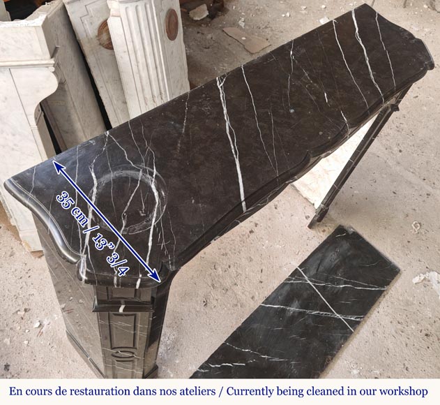 Cheminée de style Louis XV modèle Pompadour en marbre noir Marquina Cheminée de style Louis XV modèle Pompadour en marbre noir Marquina-9