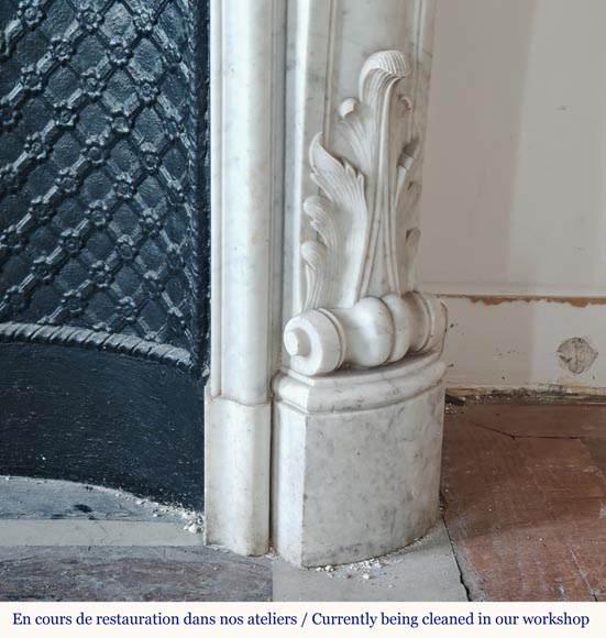 Cheminée de style Louis XV en marbre de Carrare richement sculptée Cheminée de style Louis XV en marbre de Carrare richement sculptée-10