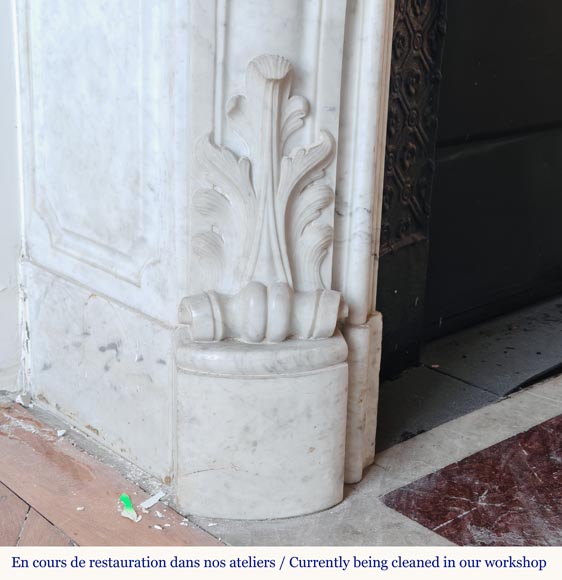 Cheminée de style Louis XV en marbre de Carrare très sculptée Cheminée de style Louis XV en marbre de Carrare très sculptée-7