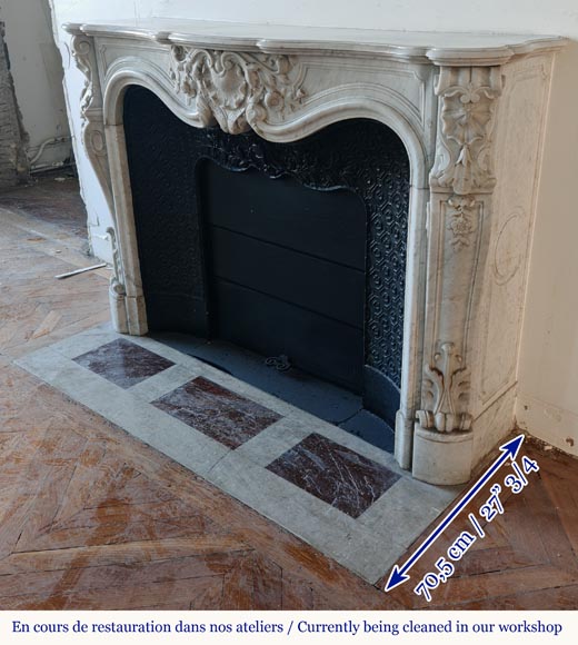Cheminée de style Louis XV en marbre de Carrare très sculptée Cheminée de style Louis XV en marbre de Carrare très sculptée-8