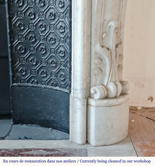 Cheminée de style Louis XV en marbre de Carrare très sculptée Cheminée de style Louis XV en marbre de Carrare très sculptée-10