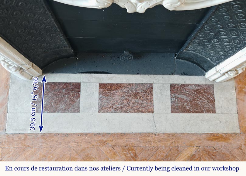 Cheminée de style Louis XV en marbre de Carrare très sculptée Cheminée de style Louis XV en marbre de Carrare très sculptée-12