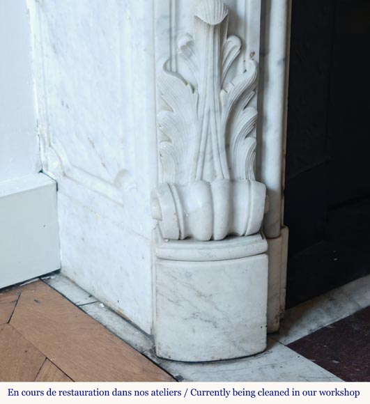 Cheminée de style Louis XV en marbre de Carrare très sculptée Cheminée de style Louis XV en marbre de Carrare très sculptée-6