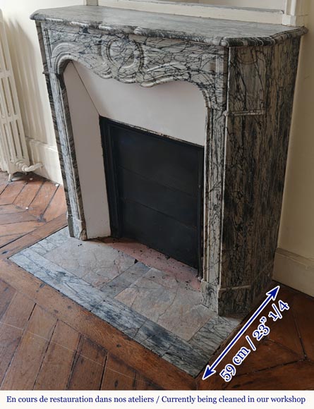 Cheminée de style Louis XV modèle Pompadour en marbre bleu Fleuri Cheminée de style Louis XV modèle Pompadour en marbre bleu Fleuri-5